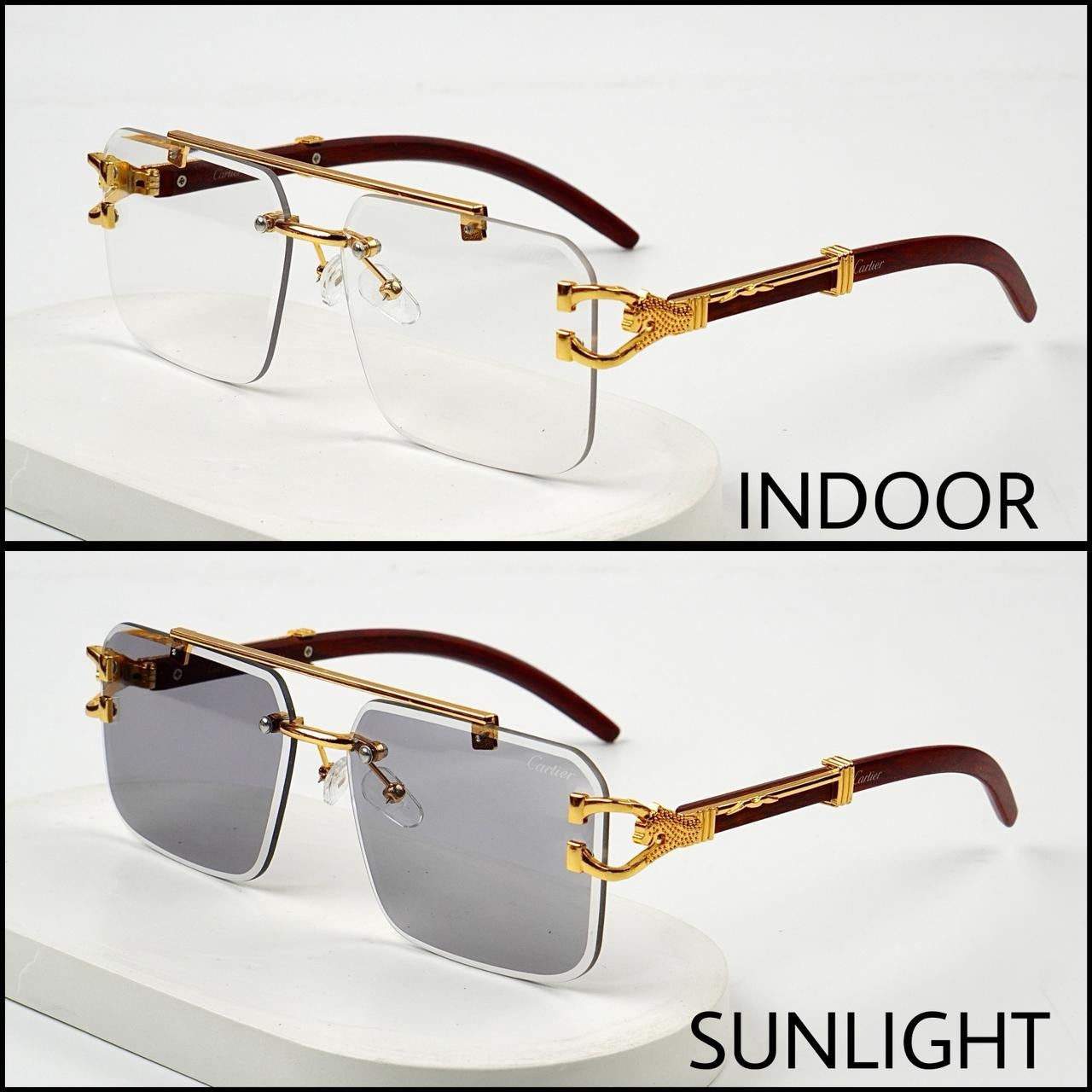 Solar Magic Cheetah Glasses Transition Photo Sun Shades for Both Men and Women